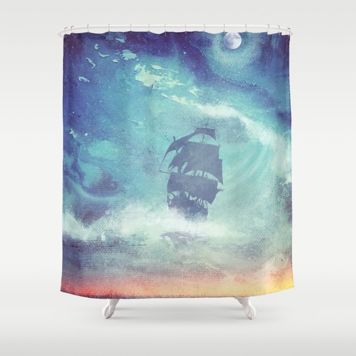 700x700 Surreal Pirate Ship Abstract Space Wave Pirate Galaxy Shower - Watercolor Pirate Ship
