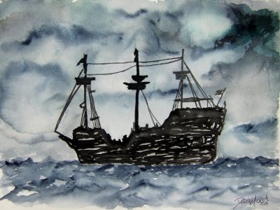 400x300 Pirate Ship Watercolor Paintings And Art Prints - Watercolor Pirate Ship