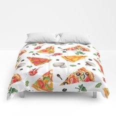 232x232 Pizza Pattern, Food Pattern, Watercolor Pizza Comforters By - Watercolor Pizza
