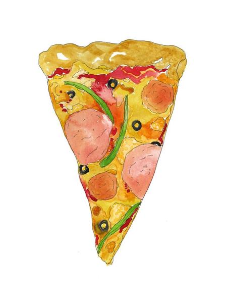450x600 Pizza Slice Watercolor Art Print Marcella Kriebel Art + Illustration - Watercolor Pizza