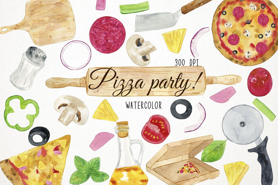 945x630 Watercolor Pizza Clipart, Pizza Clip Art, Fast Food Clipart - Watercolor Pizza