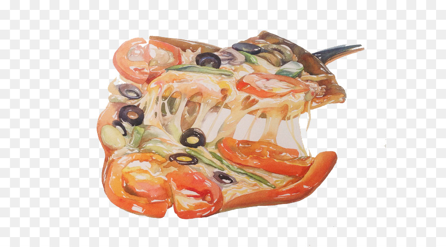 900x500 Watercolor Painting Drawing Illustration - Watercolor Pizza