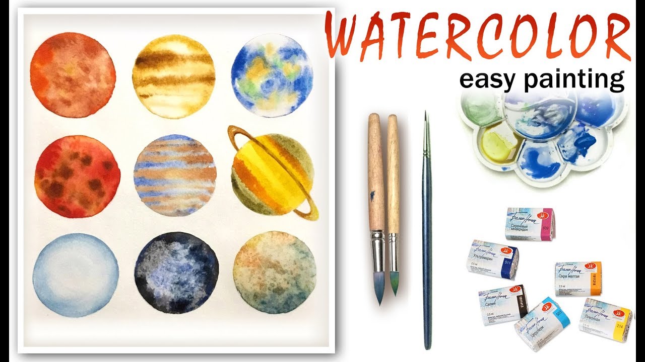 1280x720 Planets. Solar System How To Paint Tutorial For - Watercolor Planets