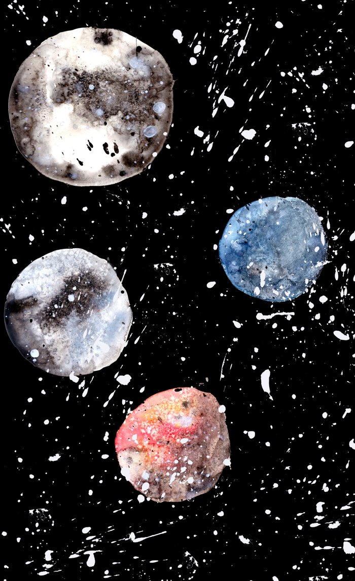 700x1147 Many Moons - Watercolor Planets