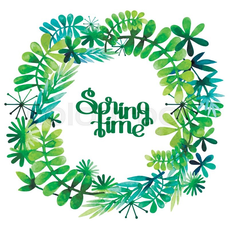 800x800 Spring Floral Wreath Isolated On White Background. Watercolor - Watercolor Plants