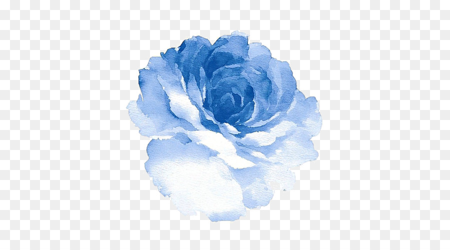 900x500 Download Watercolour Flowers Watercolor Painting Blue Rose Semi - Watercolor Png