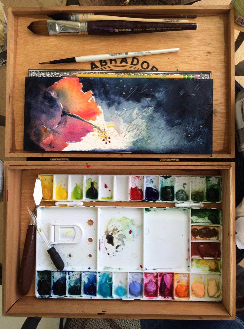 792x1069 June 2014 Smiling Blue Fish - Watercolor Pochade