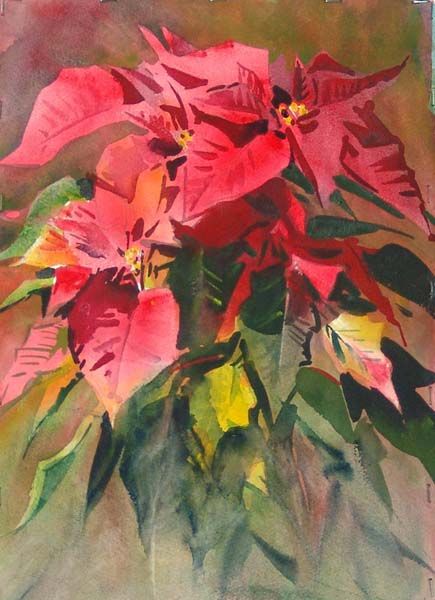 435x600 Watercolor Poinsettia - Watercolor Poinsettia