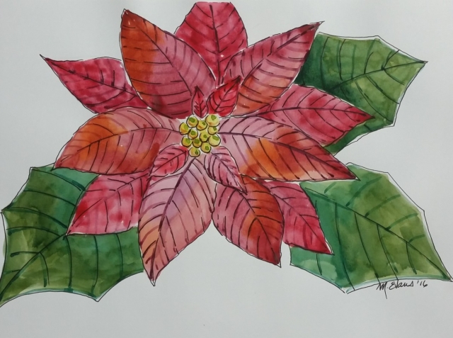 640x477 Holiday Watercolor Poinsettia Card Workshop - Watercolor Poinsettia Card