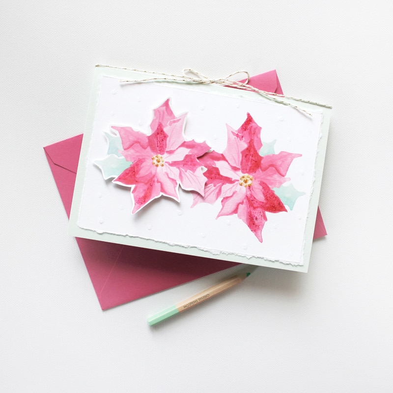 800x800 Handmade Poinsettia Christmas Card Custom Watercolor Invitations - Watercolor Poinsettia Card