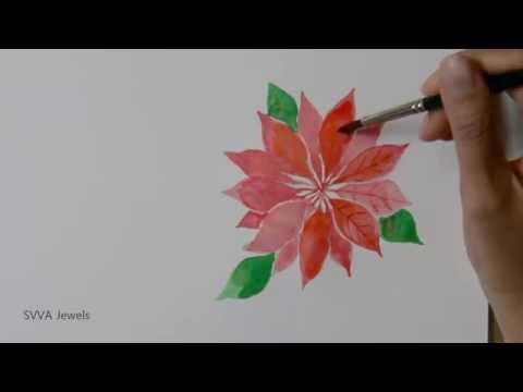 480x360 How To Paint Poinsettia Or Christmas Star Flower In Watercolor - Watercolor Poinsettia Card