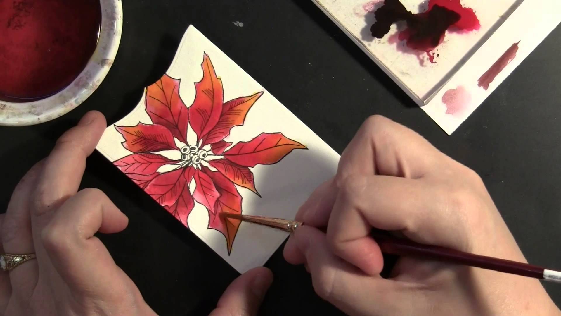 1920x1080 Pbampj Stamped And Watercolored Poinsettia - Watercolor Poinsettia Card