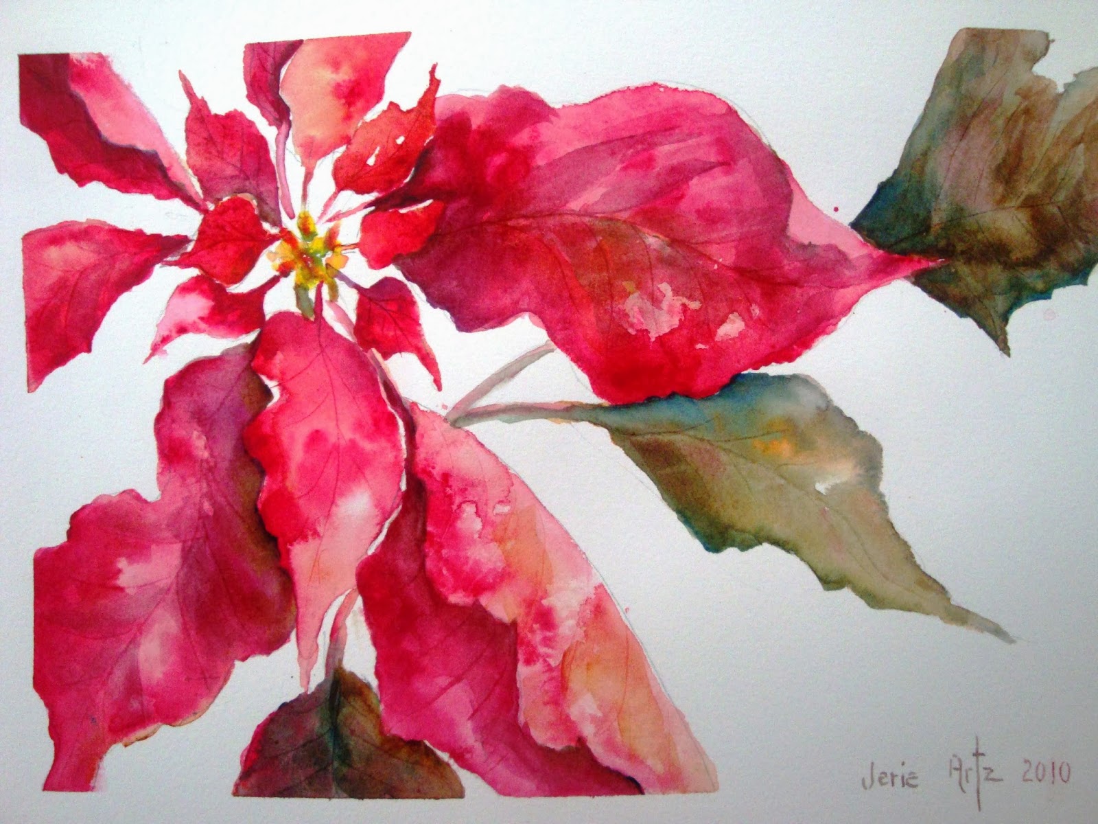 1600x1200 Wabash Valley Artists Society Handmade Greeting Cards - Watercolor Poinsettia Card
