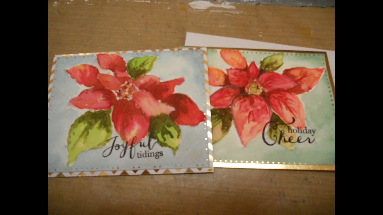 1280x720 Watercolor Poinsettia Holiday Card - Watercolor Poinsettia Card