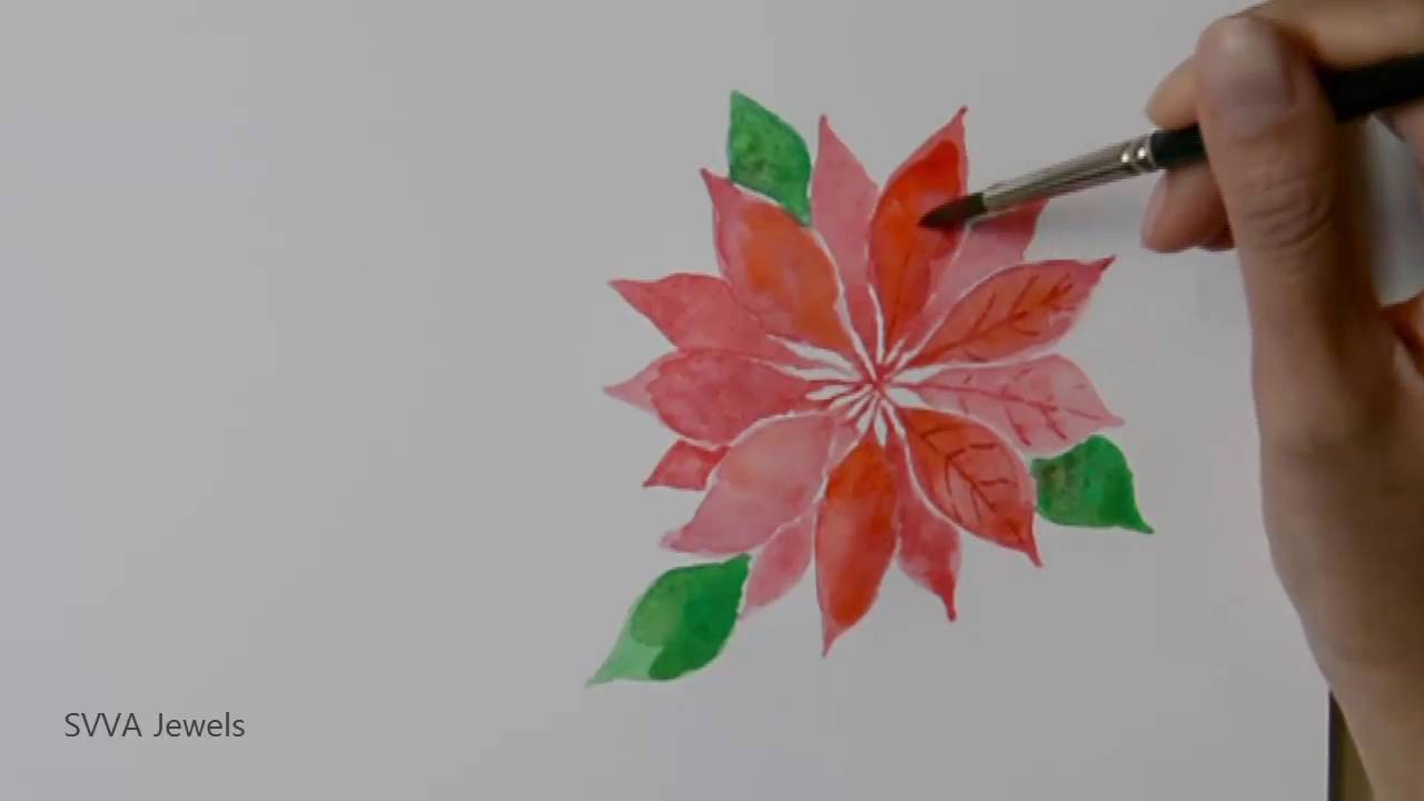 1280x720 How To Paint Poinsettia Or Christmas Star Flower In Watercolor - Watercolor Poinsettia Flower