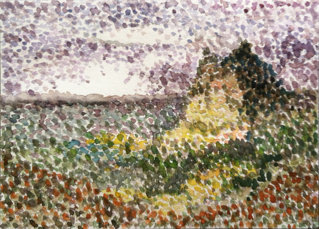 1113x800 Pointillism Art Class - Watercolor Pointillism