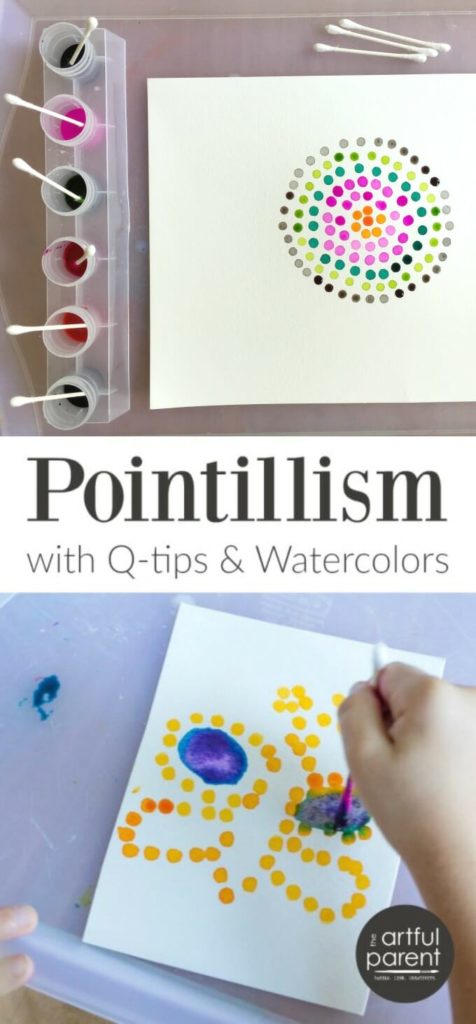 476x1024 Pointillism Art For Kids With Q Tips And Watercolors - Watercolor Pointillism