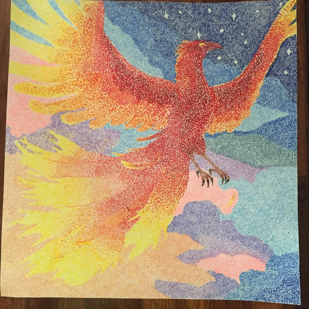 1024x1024 Phoenix Pointillism Finish!! Art Amino - Watercolor Pointillism