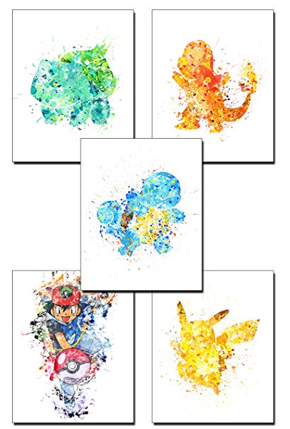 410x606 5 Pack Of Pokemon Watercolor Art Amazon.ca Home Amp Kitchen - Watercolor Pokemon