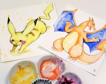 340x270 Pokemon Watercolor Etsy - Watercolor Pokemon
