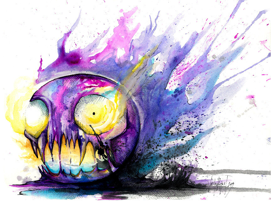 864x648 Art] Watercolor Ghastly Pokemon - Watercolor Pokemon