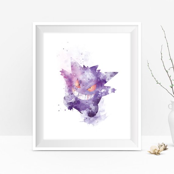 570x570 Gengar Watercolor Pokemon Prints Pokemon Art Pokemon Go Etsy - Watercolor Pokemon