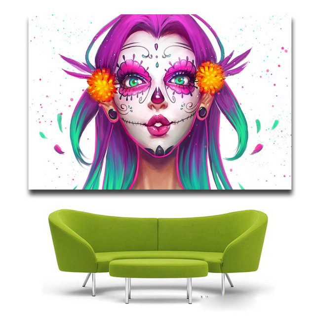640x640 Decor Wall Art Abstract Beauty Canvas Print Watercolor Girl Face - Watercolor Pop Art