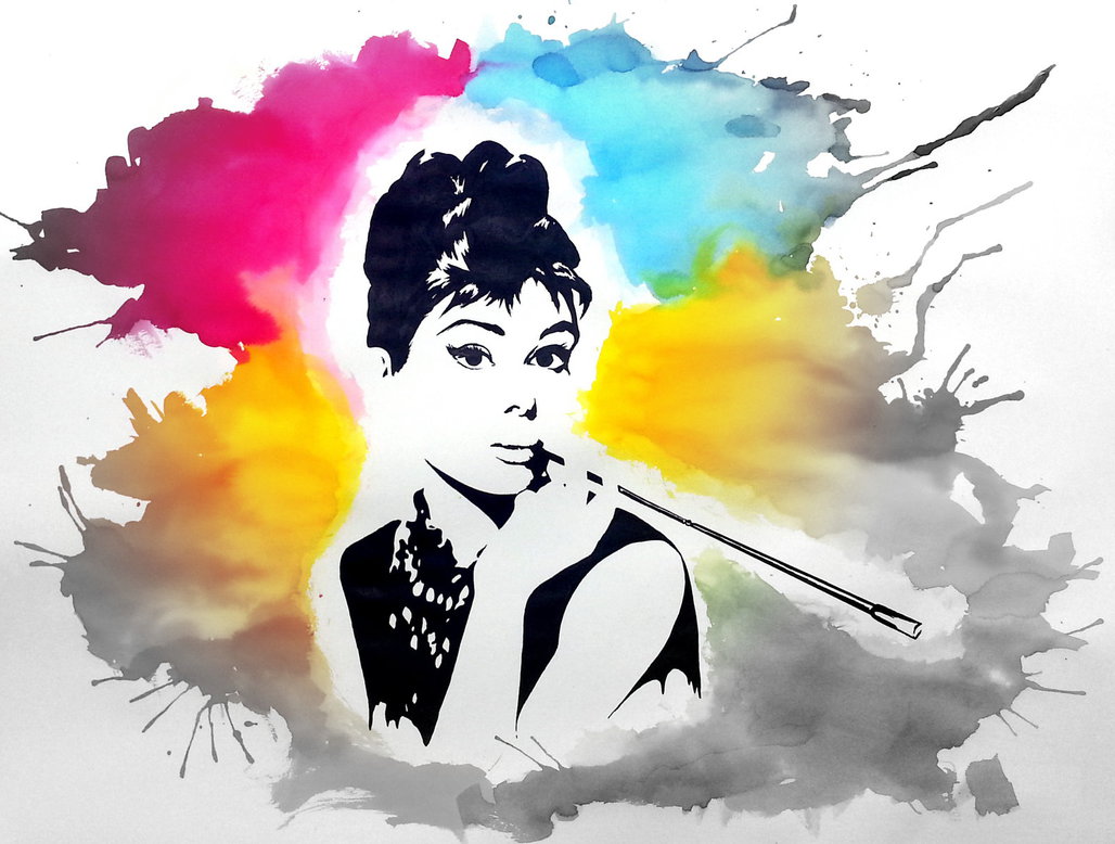 1028x778 Audrey Hepburn - Watercolor Pop Art