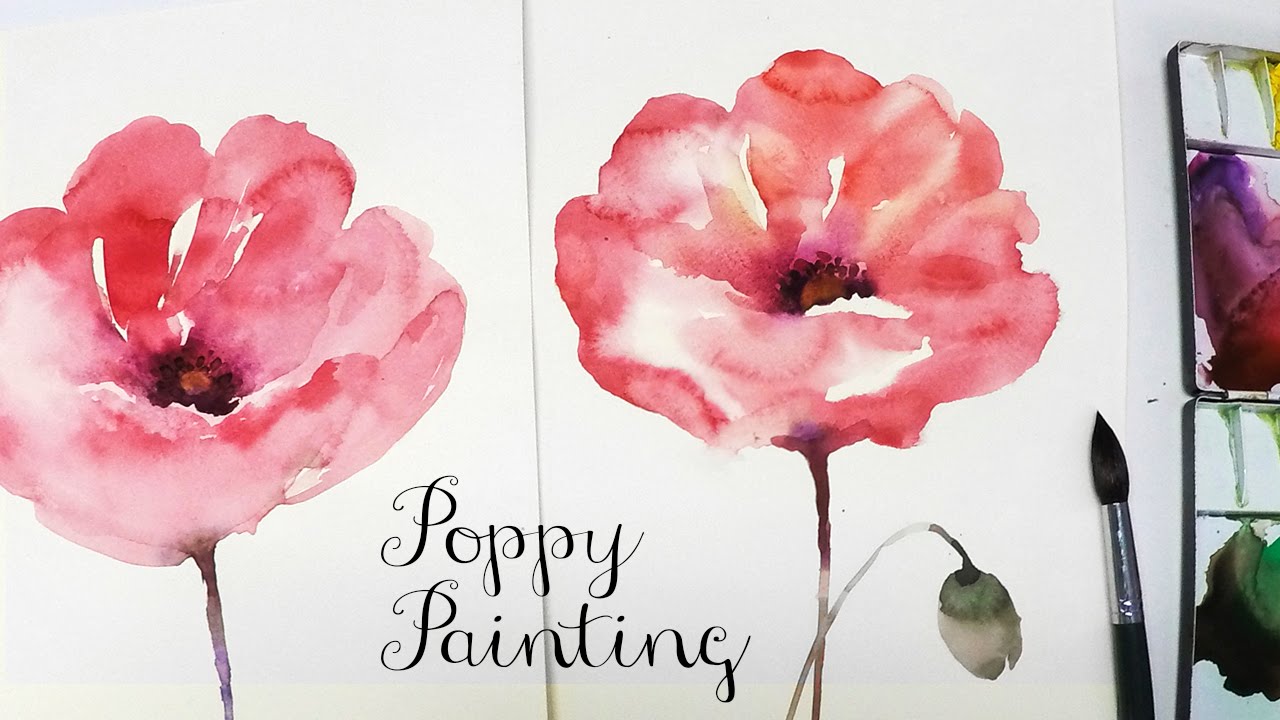 1280x720 Lvl3] Poppy Watercolor Painting - Watercolor Poppy