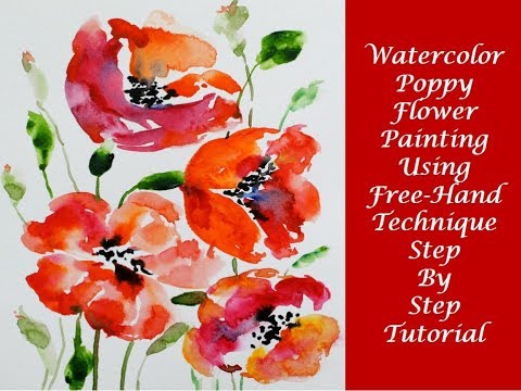 480x360 Watercolor Poppies Tutorial - Watercolor Poppy