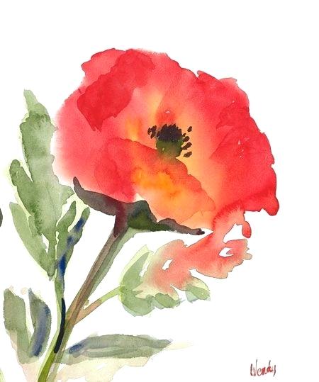 450x539 Watercolor Poppy Beautiful Painting By Tattoo Ideas Poppies And - Watercolor Poppy