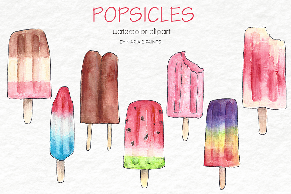 958x639 Watercolor Clip Art - Watercolor Popsicle