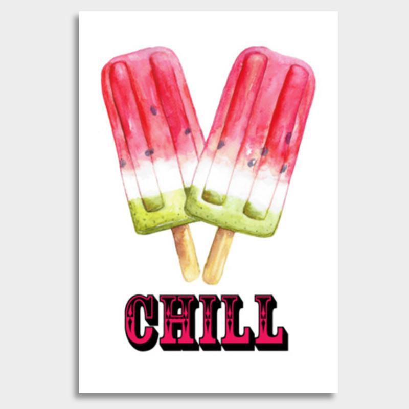 800x800 Watercolor Popsicle Painting Chill Typography Giant Poster - Watercolor Popsicle