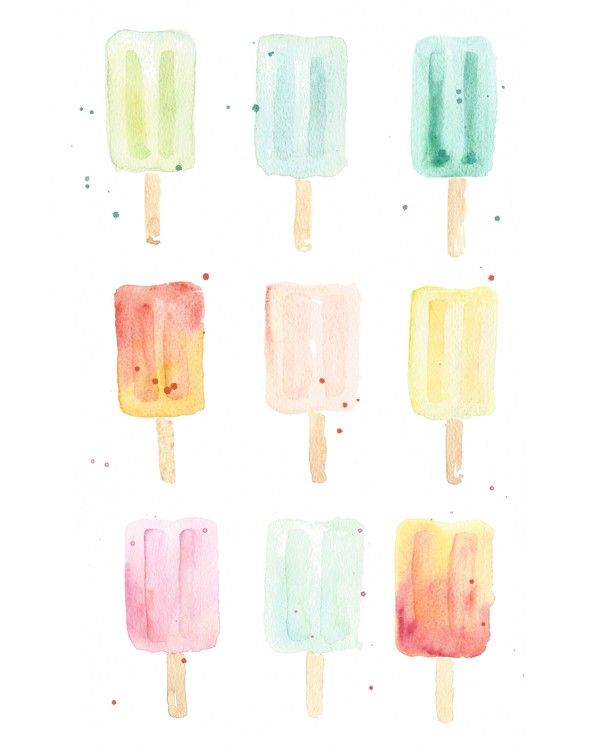 600x750 Cute And Free Printable For Your Summer Decor! Watercolor - Watercolor Popsicle