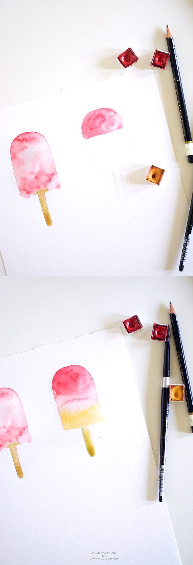 650x1900 Diy Watercolor Popsicle Art Dawn Nicole Designs - Watercolor Popsicle