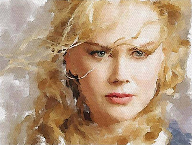 640x483 Nicole Kidman Watercolor Portrait By Vitaly Shchukin Creative - Watercolor Portrait