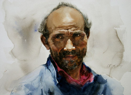 500x364 Watercolor Portrait Paintings By Chinese Artist Guan Weixing - Watercolor Portrait