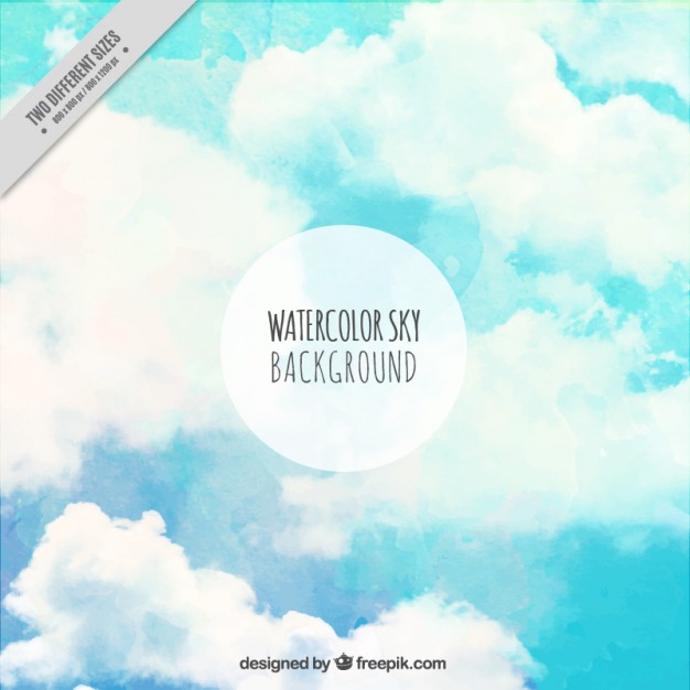 626x626 Hand Painted Sky Background With Clouds Vector Free Download - Watercolor Portrait Backgrounds