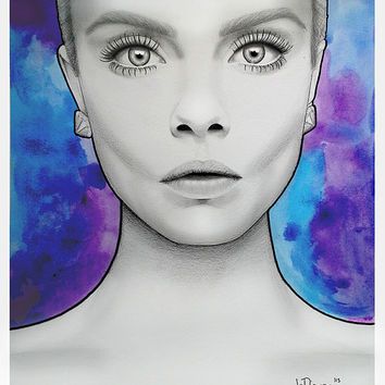 354x354 Custom Made Portrait In Paper With Pencil And Watercolor - Watercolor Portrait Backgrounds