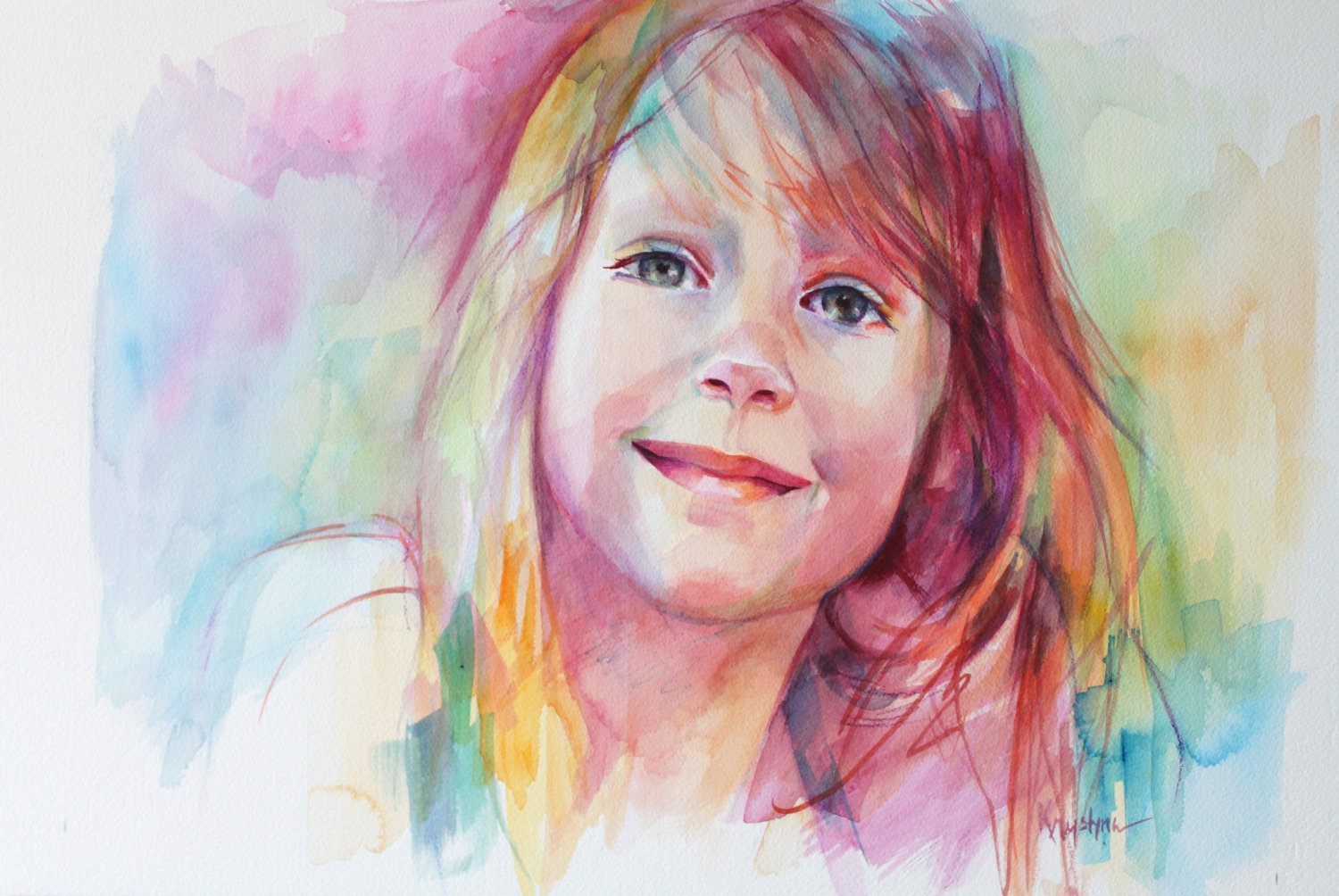 1500x1004 Unique Custom Portrait Based On Your Photo In Bright, Colorful - Watercolor Portrait Images