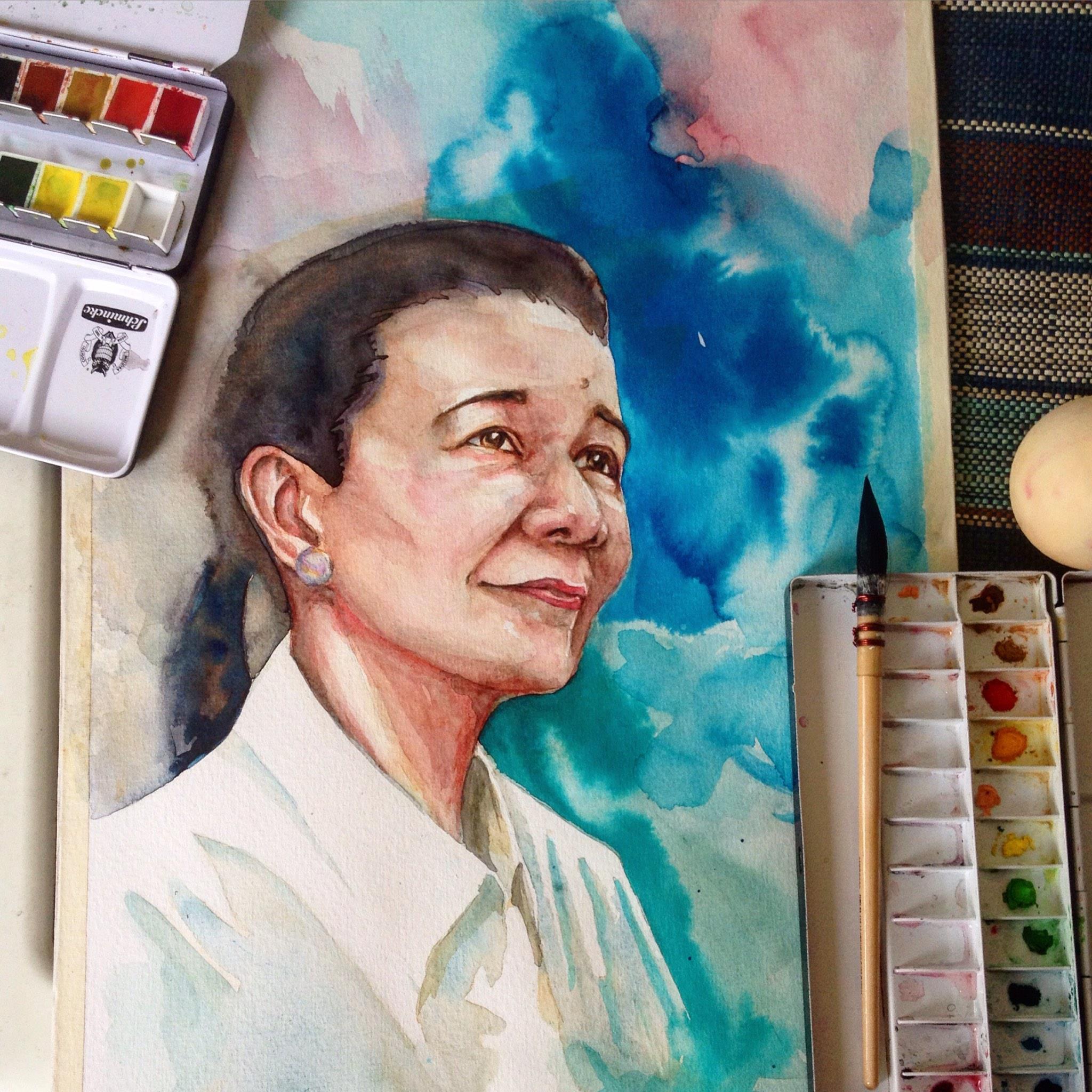 2048x2048 Watercolor Portrait 80 Of 100 Sen. Grace Poe 365 Moments - Watercolor Portrait Images