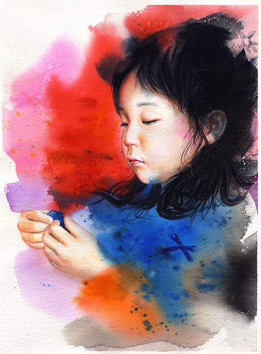 531x720 Free Photo Watercolor Watercolor Portrait Children Portraits - Watercolor Portraits Of Children
