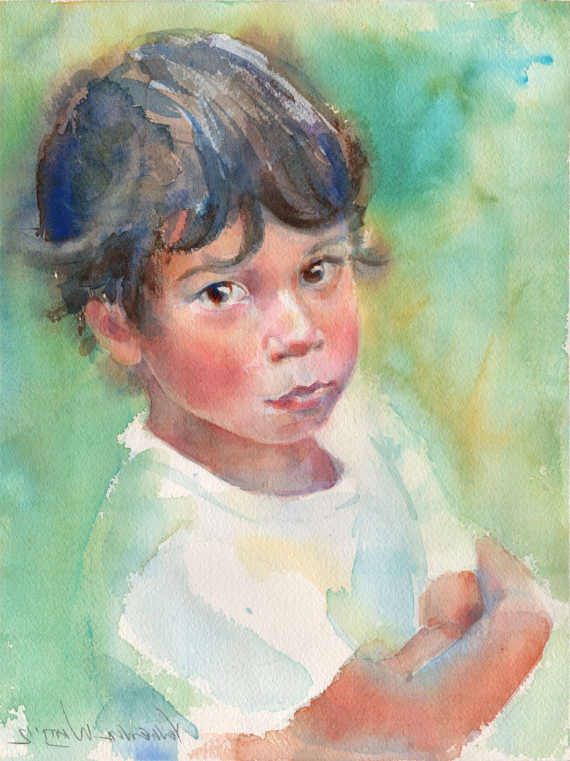 800x1069 Painting Portraits In Watercolor Stepstep Watercolor Portrait Of A - Watercolor Portraits Of Children