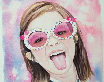340x270 Custom Portrait Watercolor Custom Painting Children - Watercolor Portraits Of Children