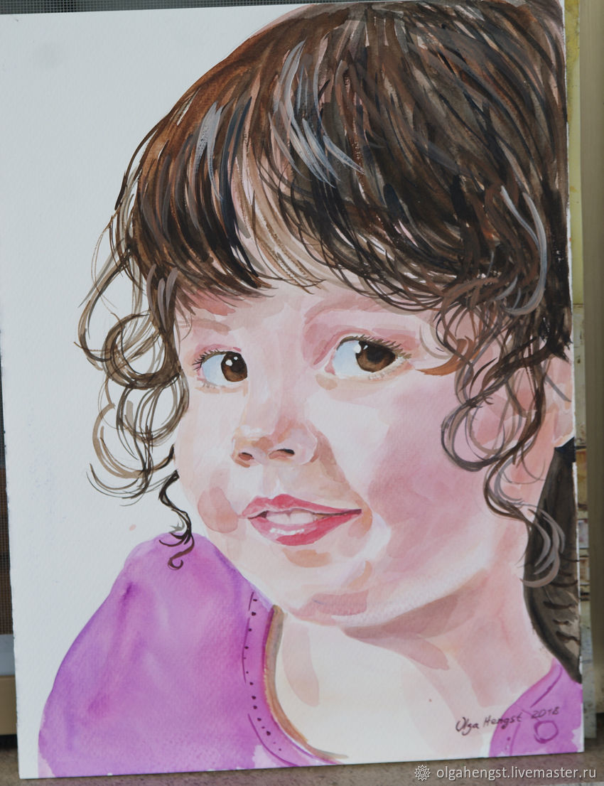 850x1106 Child Portrait Photo Watercolor Portrait To Order 30 X 40 Cm - Watercolor Portraits Of Children