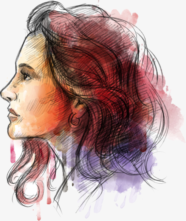 650x775 Women Portraits, Female, Watercolor, Sketch Png And Vector For - Watercolor Portraits Of Women