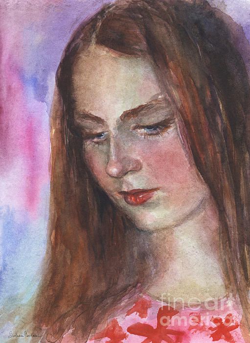 511x700 Young Woman Watercolor Portrait Painting By Svetlana Novikova, Www - Watercolor Portraits Of Women