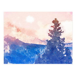 307x307 Sunset Watercolor Postcards Zazzle - Watercolor Postcards