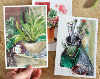 340x270 Watercolor Postcards Etsy - Watercolor Postcards