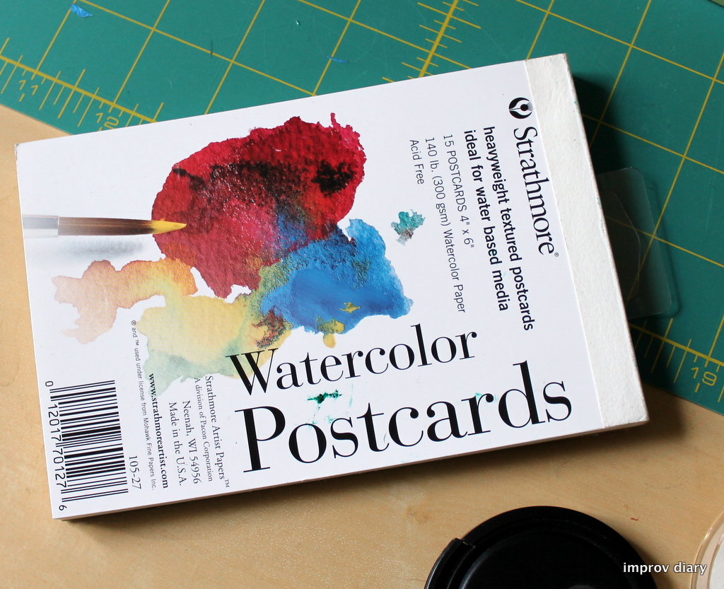 1024x833 Tutorial Stitched Watercolor Postcard Improv Diary - Watercolor Postcards